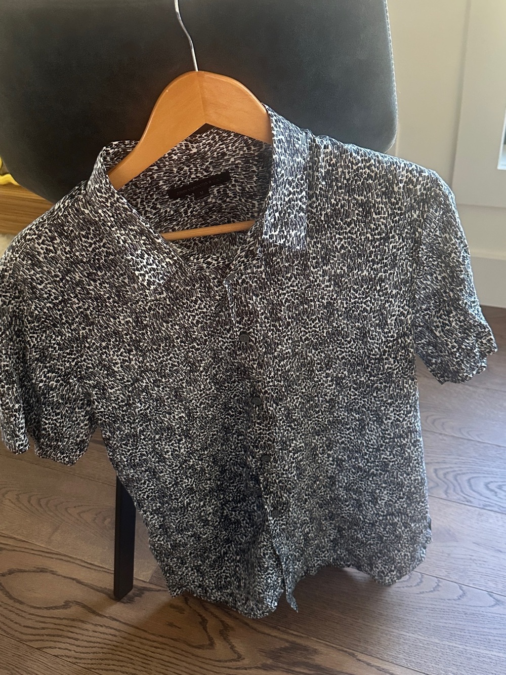John Varvatos Charcoal white black Print Men's Shirt